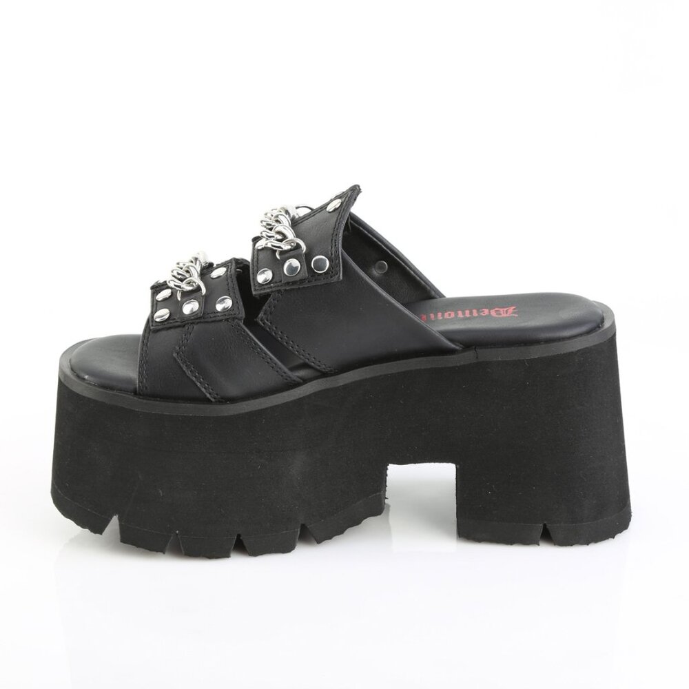 Demonia Ashes-08 Black Platform Sandals - Picture 4 of 5